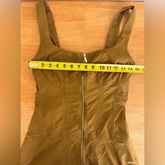 Anthropologie Olive Zip Front Midi Dress Sleeveless Small Military - No Belt - Picture 4 of 10
